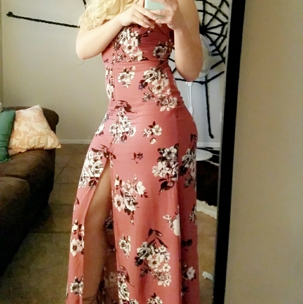 Mauve floral maxi dress